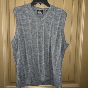 Greg Norman Collection Men's Size M Gray Striped Warm Cozy Wool Vest